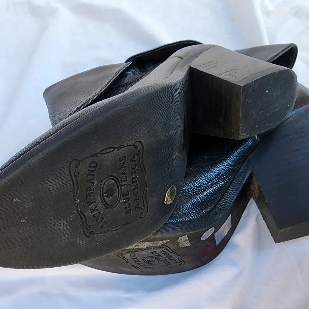Lucky Brand Black leather‎ foldover ankle boots 6 NWT